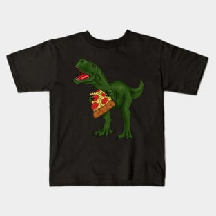 T-rex Dinosaur Eating Pizza Kids T-Shirt